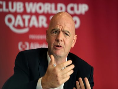 Le patron de la FIFA Gianni Infantino, lors d'une interview à Doha, en marge du Mondial des clubs, le 11 février 2021 - Karim JAAFAR [AFP/Archives]