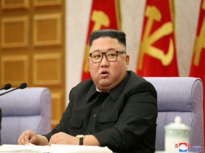 Photo non datée diffusée le 12 février 2021 par l'agence nord-coréenne Kcna du leader Kim Jong Un lors du Congrès du Parti des travailleurs à Pyongyang - - [KCNA VIA KNS/AFP/Archives]