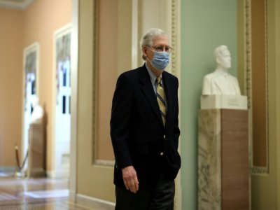 Le chef des républicains du Sénat Mitch McConnell, le 13 février 2021 au Capitol, à Washington - CHIP SOMODEVILLA [Getty/AFP/Archives]