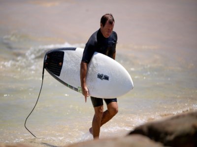 Victime d'une attaque de requin, Dave Pearson, le fondateur du "Club des Mordus", le 23 janvier 2021 à Port Macquarie - Wendell Teodoro [AFP]