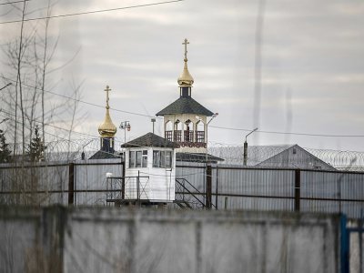 Une église orthodoxe à l'intérieur de la colonie pénitentiaire où a été transféré l'opposant Alexeï Navalny à Pokrov (Russie) le 1er mars 2021 - Dimitar DILKOFF [AFP]