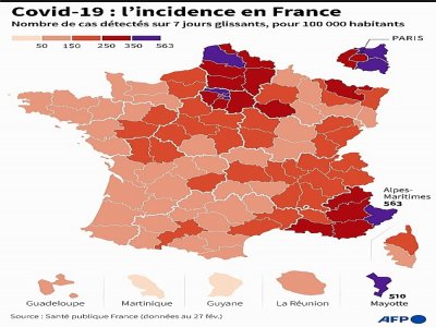 Covid-19 : l'incidence en France - [AFP]