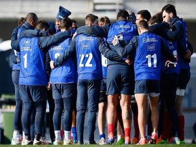 Les joueurs de l'équipe de France à l'entraînement, le 11 février 2021 à Marcoussis, avant leur match contre l'Irlande dans le Tournoi des six nations - FRANCK FIFE [AFP/Archives]