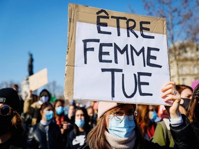 Manifestation pour les droits des femmes à Paris, le 7 mars 2021 - Thomas SAMSON [AFP]