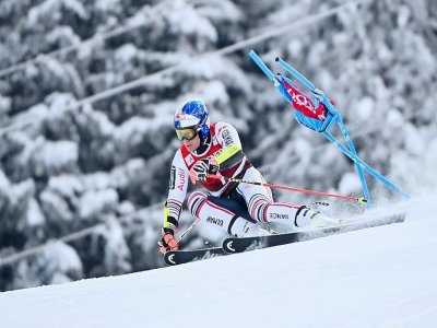 Alexis Pinturault lors de la 1re manche du slalom de géant de Lenzerheide, en Suisse, le 20 mars 2021 - Fabrice COFFRINI [AFP]