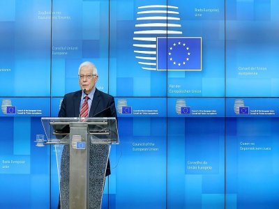 Le chef de la diplomatie européenne Josep Borrell lors d'une conférence de presse le 22 mars 2021 à Bruxelles - Aris OIkonomou [POOL/AFP]