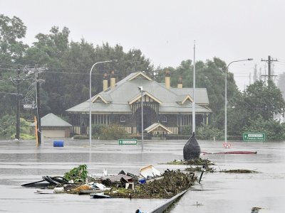 Une zone résidentielle de Windsor sous les eaux, le 23 mars 2021 en Australie - Saeed KHAN [AFP]