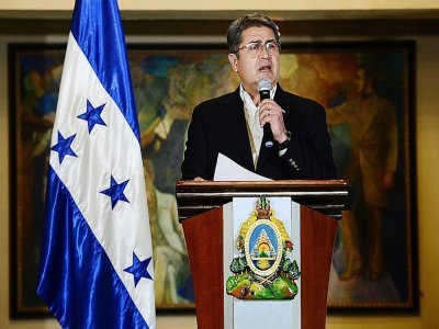 Le président hondurien Juan Orlando Hernandez, le 24 mars 2021 à Tegucigalpa - Orlando SIERRA [AFP/Archives]
