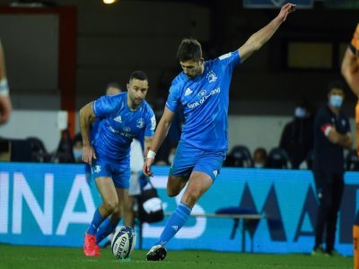 Le demi d'ouverture du Leinster Ross Byrne lors du match de coupe d'Europe face à Montpellier le 12 décembre 2020 à Montpellier - Sylvain THOMAS [AFP/Archives]