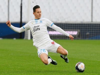L'attaquant de Marseille Florian Thauvin lors du match de Ligue 1 à domicile contre Brest, le 13 mars 2021 - NICOLAS TUCAT [AFP/Archives]