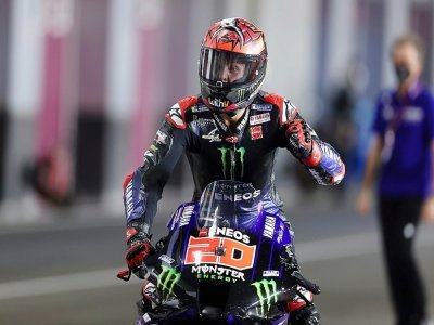 Le pilote Yamaha Fabio Quartararo vainqueur du GP de Doha sur le circuit international de Lusail, le 4 avril 2021 - KARIM JAAFAR [AFP]