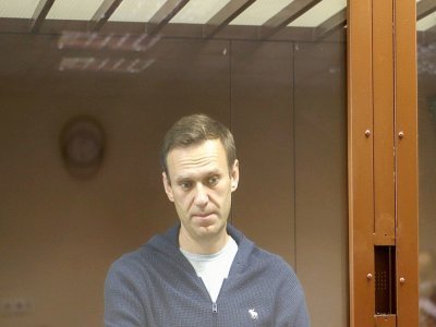 L'opposant russe Alexeï Navalny au tribunal de Moscou, le 12 février 2021 - Handout [Moscow's Babushkinsky district court press service/AFP/Archives]