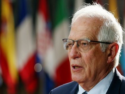 Le chef de la diplomatie européenne Josep Borrell s'adresse à des journalistes, à Bruxelles le 19 avril 2021 - François WALSCHAERTS [POOL/AFP]