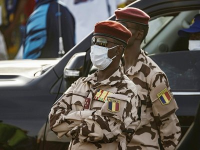 Le général Mahamat Idriss Déby, chef de la garde présidentielle et fils du président défunt Idriss Deby Itno le 9 avril 2021 à N'Djamena - MARCO LONGARI [AFP/Archives]