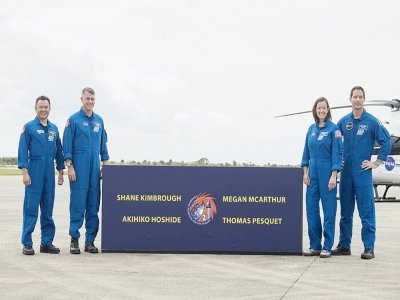 Akihiko Hoshide, Shane Kimbrough, Megan McArthur et Thomas Pesquet. Image diffusée par la Nasa - Aubrey GEMIGNANI [NASA/AFP/Archives]