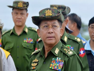 Le général Min Aung Hlaing, le 29 avril 2018 près de Naypyidaw - Thet AUNG [AFP/Archives]