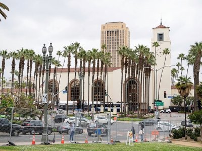 La gare ferroviaire de Union Station où se déroulera la 93e cérémonie des Oscars, le 23 avril 2021 à Los Angeles, en Californie - VALERIE MACON [AFP]