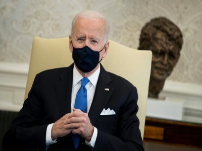 Le président américain Joe Biden dans le Bureau ovale de la Maison Blanche, le 3 mars 2021 à Washington - Brendan Smialowski [AFP/Archives]
