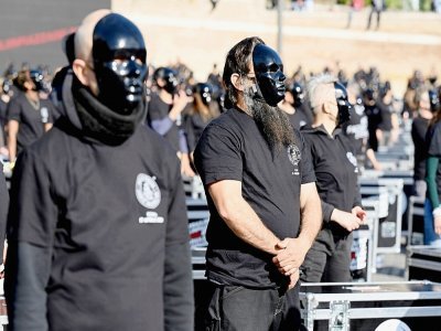 Des employés du spectacle lors d'une manifestation contre les mesures anti-Covid à Rome, le 17 avril 2021 - Vincenzo PINTO [AFP]