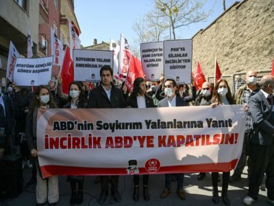 Manifestation devant le consulat américain à Istanbul le 26 avril 2021 - Ozan KOSE [AFP]