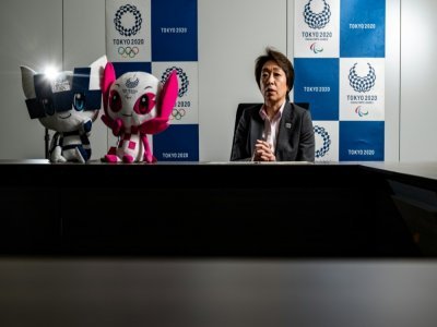 La présidente du Comité d'organisation de Tokyo 2020, Seiko Hashimoto, lors d'une interview avec l'AFP, à Tokyo, le 30 avril 2021 - Philip FONG [AFP]
