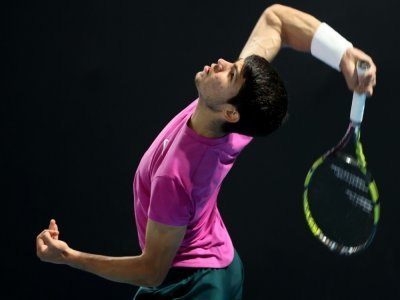 L'Espagnol Carlos Alcaraz lors de l'Open d'Australie, à Melbourne, le 3 février 2021 - David Gray [AFP/Archives]