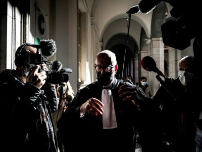 Alain Jakubowicz, l'avocat de Nordahl Lelandais, au palais de justice de Chambéry le 3 mai 2021 - JEFF PACHOUD [AFP]