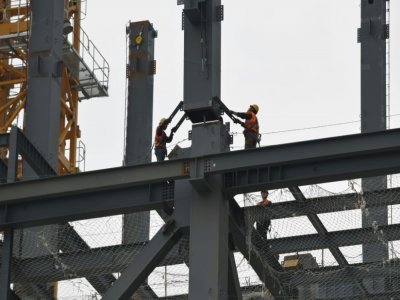 Un chantier de construction à Pékin, le 25 avril 2021 - GREG BAKER [AFP/Archives]