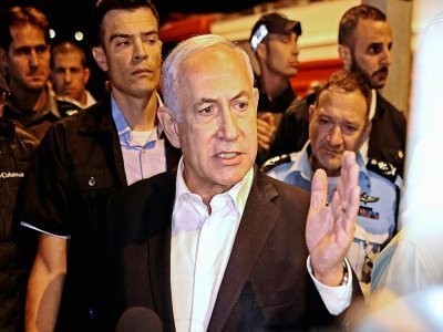 Le Premier ministre israélien Benjamin Netanyahu à Lod (Israël), le 12 mai 2021 - AHMAD GHARABLI [AFP]