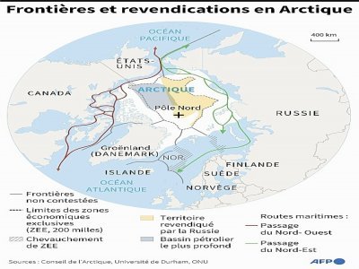 Frontières et revendications en Arctique - AFP , Gillian HANDYSIDE, Paz PIZARRO [AFP]