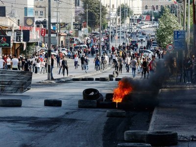 Tensions entre manifestants palestiniens et forces israéliennes, à Bethléem (Cisjordanie) le 20 mai 2021 - Hazem BADER [AFP]