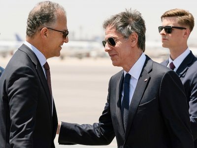 le secrétaire d'Etat américain Antony Blinken à son arrivée au Caire dans le cadre d'une tournée au Proche-Orient, le 26 mai 2021 - Alex Brandon [POOL/AFP]