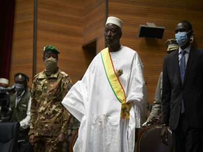 Le président malien de transition Bah Ndaw lors de sa prise de fonctions à Bamako le 25 septembre 2020 - MICHELE CATTANI [AFP/Archives]