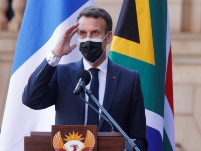 Le président français Emmanuel Macron, à Pretoria, en Afrique du Sud, le 28 mai 2021 - Ludovic MARIN [AFP]