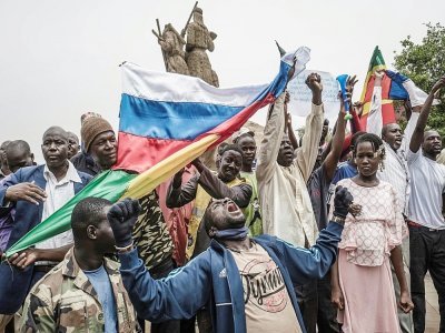 Manifestation contre l'influence française au Mali, le 27 mai 2021 à Bamako - Michele Cattani [AFP]