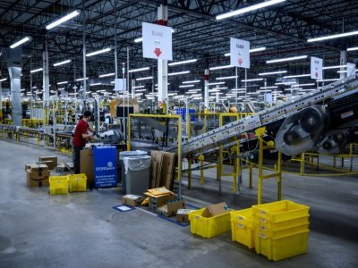 Un entrepôt d'Amazon à Staten Island, en février 2019 à New York - Johannes EISELE [AFP/Archives]