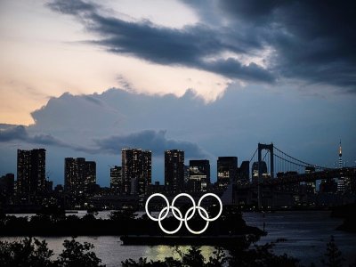 Les anneaux olympiques, le 31 mai 2021 à Tokyo - Charly TRIBALLEAU [AFP/Archives]
