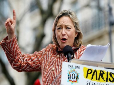 Ludovine de La Rochere, présidente de 'La Manif Pour Tous' lors d'une manifestation anti-PMA le 31 janvier 2021 à Paris - GEOFFROY VAN DER HASSELT [AFP/Archives]