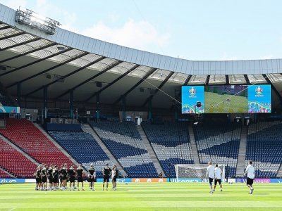 Les joueurs tchèques à l'entraînement à Hampden Park à Glasgow le 13 juin 2021 - Paul ELLIS [POOL/AFP]