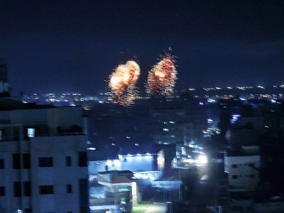 Explosions à Gaza dans la nuit du 16 juin 2021 - MAHMUD HAMS [AFP]