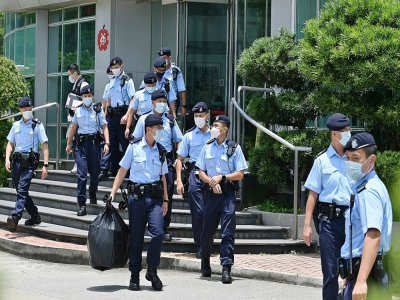 Raid de la police dans les bureaux du journal pro-démocratie Apple Daily, le 17 juin 2021 à Hong Kong - Anthony WALLACE [AFP]