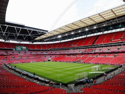 Le stade de Wembley à Londres, où doivent se dérouler les demi-finales (6-7 juillet) et la finale (11 juillet) de l'Euro - Adrian DENNIS [AFP/Archives]