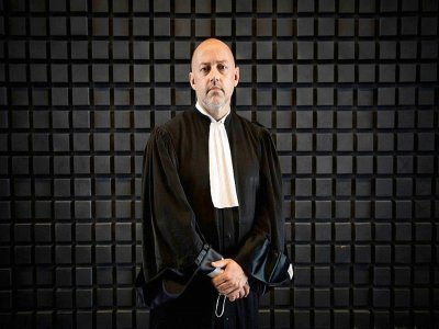 Loïc Cabioch, l'un des avocats de Lydie Troadec, dans le palais de justice de Nantes, le 22 juin 2021 - LOIC VENANCE [AFP]