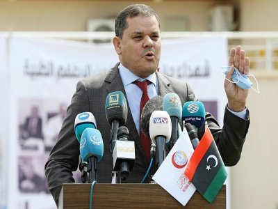 Le Premier ministre libyen  Abdelhamid Dbeibah le 10 avril 2021 à Tripoli - Mahmud TURKIA [AFP/Archives]