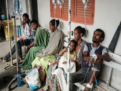 Des personnes blessées dans une frappe aérienne, soignées dans un hôpital de Mekele, le 24 juin 2021. - Yasuyoshi CHIBA [AFP]