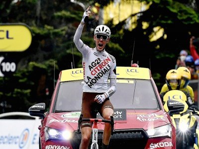 L'Australien Ben O'Connor (AG2R) remporte en solitaire la 9e étape du Tour de France, le 4 juillet 2021 à Tignes - Philippe LOPEZ [AFP]