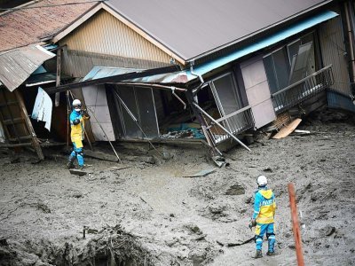 Une maison détruite par la coulée de boue d'Atami, le 5 juillet 2021 - CHARLY TRIBALLEAU [AFP]