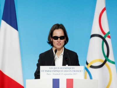 La judoka champion Sandrine Martinet s'exprimant lors d'une cérémonie au palais de l'Elysée à Paris, le 15 septembre 2017 - YOAN VALAT [POOL/AFP/Archives]