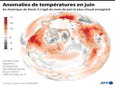 Anomalies de températures en juin - Simon MALFATTO [AFP]