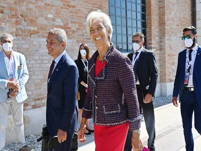 La présidente de la Banque centrale européenne Christine Lagarde arrive à Venise pour participer au G20 Finances, le 9 juillet 2021 - Andreas SOLARO [AFP]